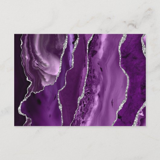 Moderne Paarse Silver Agate Dark Weddenschap - Geg Informatiekaartje (Achterkant)