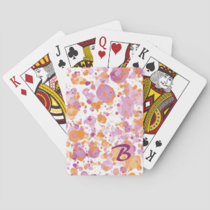 Moderne Paarse Sinaasappel Waterverf Spetters Pokerkaarten
