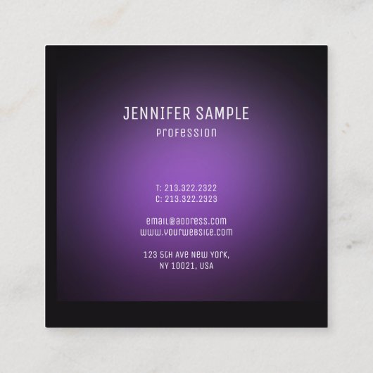 Moderne Paarse Sjabloon Moderne minimalistische lu Vierkante Visitekaartje