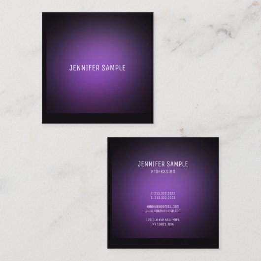 Moderne Paarse Sjabloon Moderne minimalistische lu Vierkante Visitekaartje (Voorkant / Achterkant)