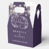 Moderne Paarse snaarlichten bloemenbruiloft Bedankdoosjes (Geopend)
