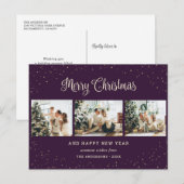 Moderne Paarse sneeuwfoto met kerstmis Feestdagenkaart (Voorkant / Achterkant)