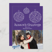 Moderne paarse sneeuwvlok Kerst foto kaart (Voorkant / Achterkant)