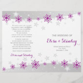Moderne paarse sneeuwvlokken en sterrentrouwprogra (Voorkant)
