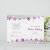 Moderne paarse sneeuwvlokken en sterrentrouwprogra (Staand voorkant)
