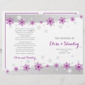 Moderne paarse sneeuwvlokken en sterrentrouwprogra (Voorkant / Achterkant)