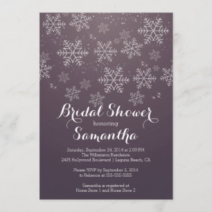 Moderne Paarse Snowflake Bridal Shower Kaart