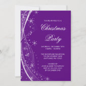 Moderne Paarse Snowflake zwaait kerstfeest Kaart (Voorkant)