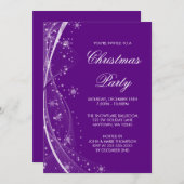 Moderne Paarse Snowflake zwaait kerstfeest Kaart (Voorkant / Achterkant)