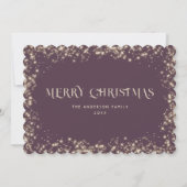 Moderne Paarse Sparkly Snowy Merry Christmas Kaart (Voorkant)