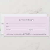 Moderne paarse spiraalstip elegante cadeaubon (Achterkant)