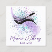 moderne paarse splashaton qr code chic vierkante visitekaartje (Voorkant)