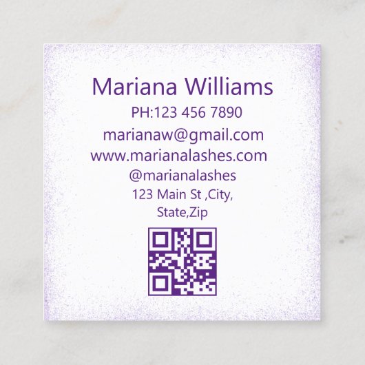 moderne paarse splashaton qr code chic vierkante visitekaartje (Achterkant)