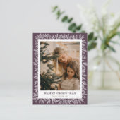 Moderne Paarse stekelbomen met kerstmis Feestdagenkaart (Staand voorkant)