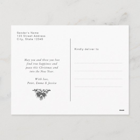 Moderne Paarse stekelbomen met kerstmis Feestdagenkaart (Achterkant)