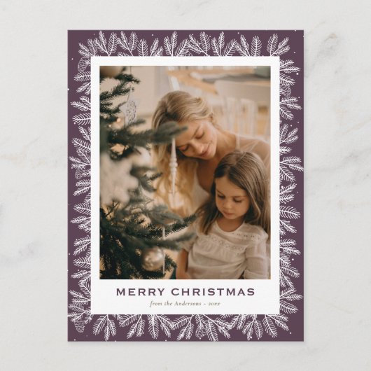 Moderne Paarse stekelbomen met kerstmis Feestdagenkaart (Voorkant)
