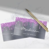 Moderne Paarse stijllijst met glitterschijven Visitekaartje