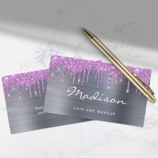 Moderne Paarse stijllijst met glitterschijven Visitekaartje