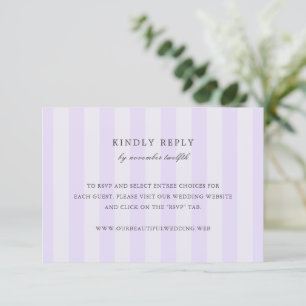 Moderne paarse strepen Elegante Trouw RSVP kaart