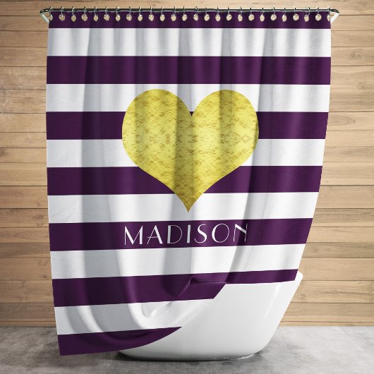 Moderne Paarse strepen Patroonnaam Douchegordijn