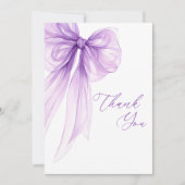 Moderne paarse strik bruidsdouche  bedankkaart (Voorkant)