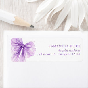 Moderne paarse strik bruidsdouche retouradres etiket
