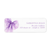 Moderne paarse strik bruidsdouche retouradres etiket (Voorkant)