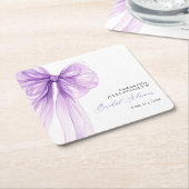 Moderne paarse strik bruiloftsborrel kartonnen onderzetters (Schuin)