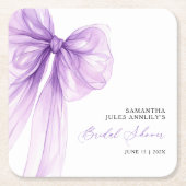 Moderne paarse strik bruiloftsdouche kartonnen onderzetters (Voorkant)