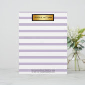 Moderne Paarse Stripe Gold Bar met elegante legant Briefhoofd (Staand voorkant)
