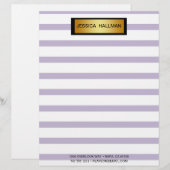 Moderne Paarse Stripe Gold Bar met elegante legant Briefhoofd (Voorkant / Achterkant)