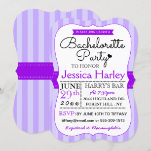 Moderne Paarse Stripes Bachelorette Kaart