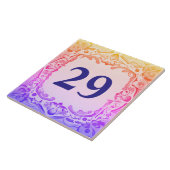 Moderne Paarse Sunset House nummerbord Tegeltje (Zijkant)