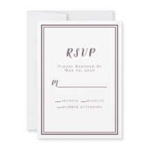 Moderne Paarse Trouw-RSVP Minimalistische Trouwkaa