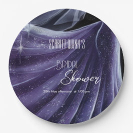Moderne paarse trouwjurk vrijgezellenfeest#2 papieren bordje