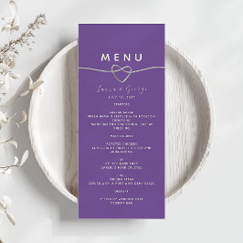 Moderne Paarse Trouwmenu Kaart