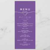 Moderne Paarse Trouwmenu Kaart (Voorkant)