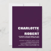Moderne Paarse Trouwreceptie Kaart (Voorkant)