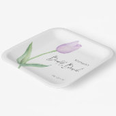 Moderne Paarse Tulp Solo Bruids Brunch Luncheon Papieren Bordje (Gebogen)