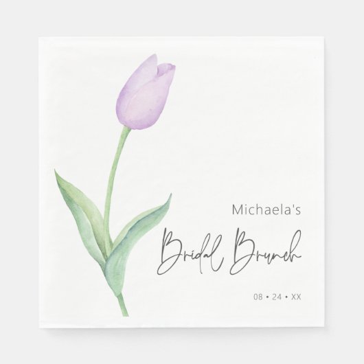 Moderne Paarse Tulp Solo Bruids Brunch Luncheon Servet (Voorkant)