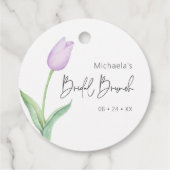 Moderne Paarse Tulp Solo Bruidsbrunch Bedankjes Labels (Achterkant)