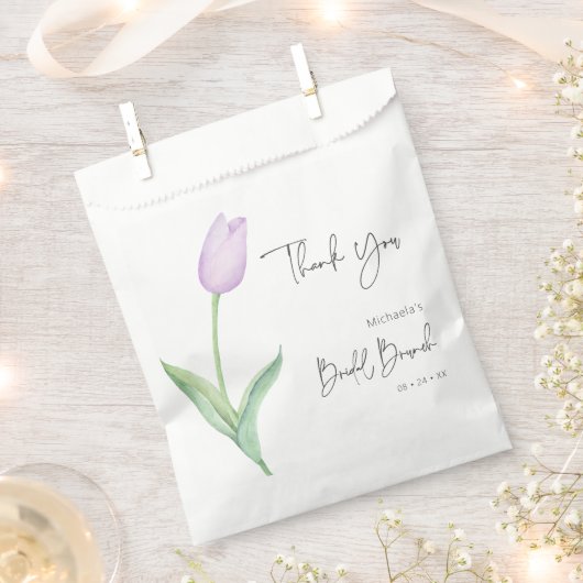 Moderne Paarse Tulp Solo Bruidsbrunch Bedankzakje (Geknipt)