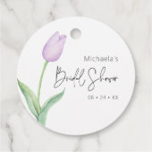Moderne paarse Tulp Solo Bruidsdouche Bedankjes Labels (Achterkant)