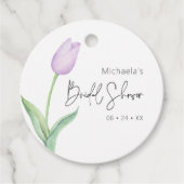 Moderne paarse Tulp Solo Bruidsdouche Bedankjes Labels (Voorkant)