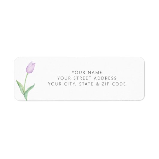 Moderne Paarse Tulp Solo Bruidsfeest Cadeau Regist Etiket (Voorkant)