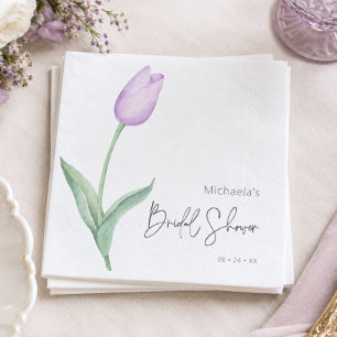 Moderne Paarse Tulp Solo Bruidsontbijt Lunch Servet