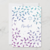 Moderne paarse + turquoise foto Bat Mitzvah uitnod Kaart (Achterkant)