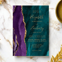 Moderne Paarse Turquoise Gouden Agaten Trouw