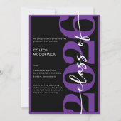 Moderne paarse typografie afstudeeraankondiging kaart (Voorkant)