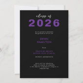 Moderne paarse typografie afstudeeraankondiging kaart (Achterkant)